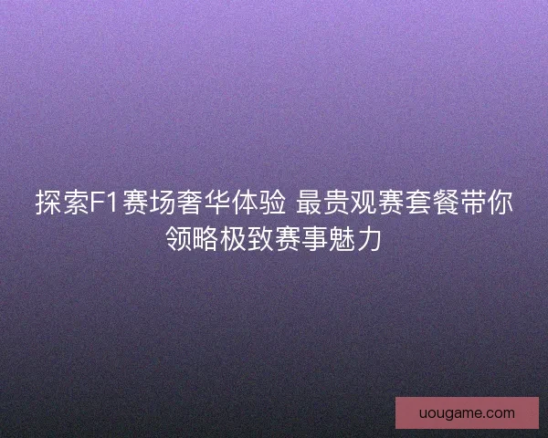 探索F1赛场奢华体验 最贵观赛套餐带你领略极致赛事魅力